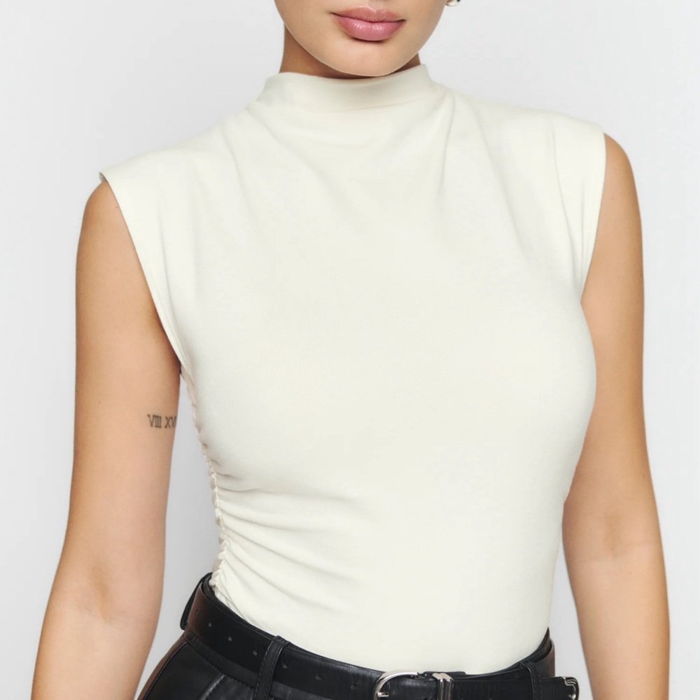 Reformation Lindy Knit Tank Top M Cream White